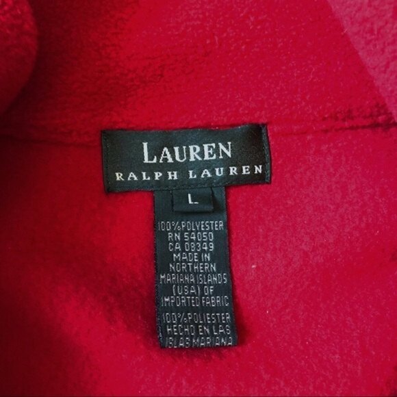 Lauren Ralph Lauren Fleece Sweatshirt Quarter Zip Dark Red Large - Picture 6 of 10